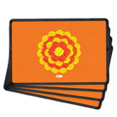 Rangoli Design with Marigold Flower (Orange) Table Mat